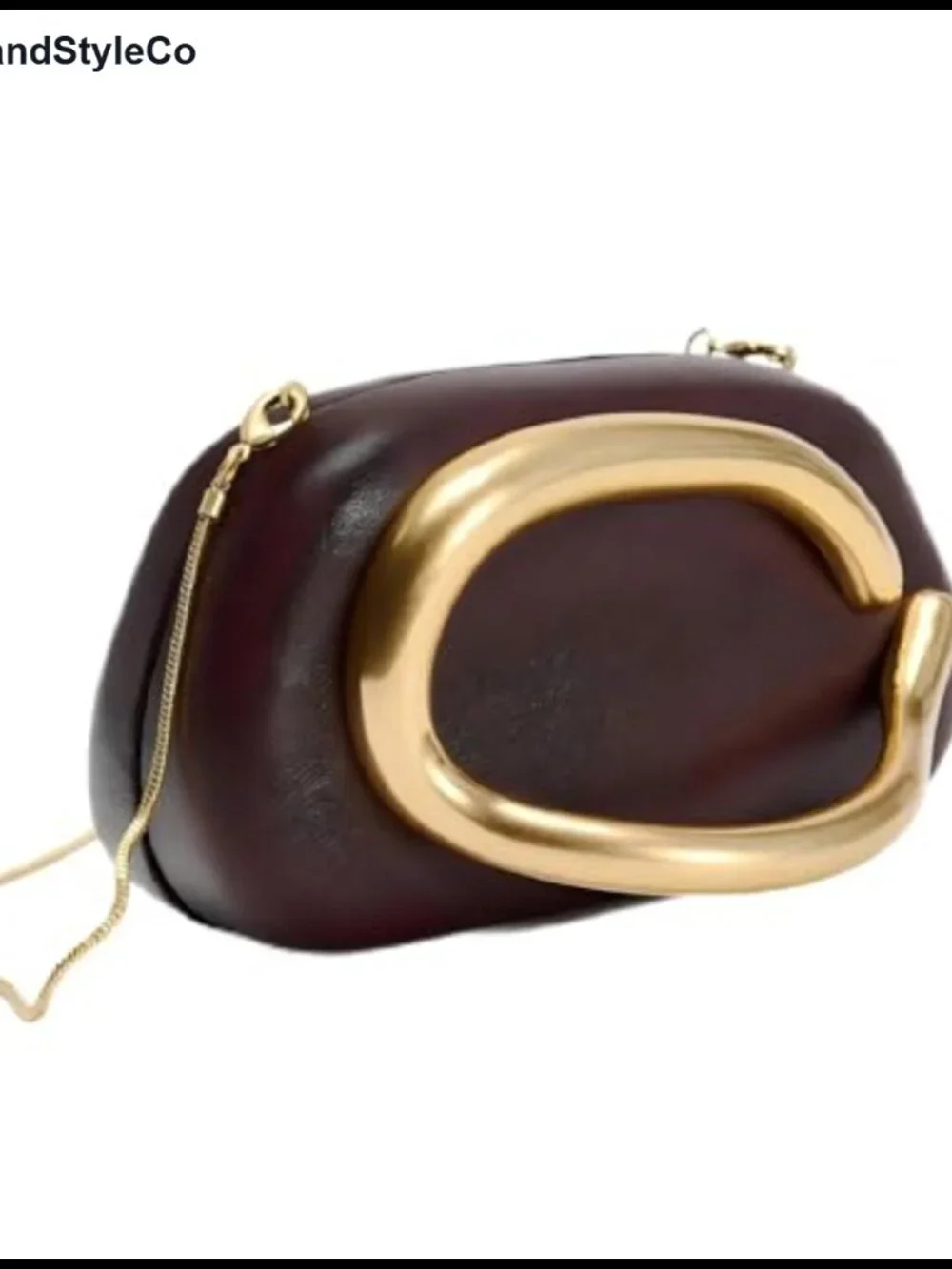 Evening Acrylic Clutch Crossbody Purse for Women PU Leather Gold Oval Accent